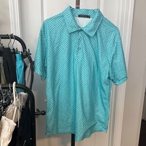 Stylish Aqua Pattern Polo Shirt